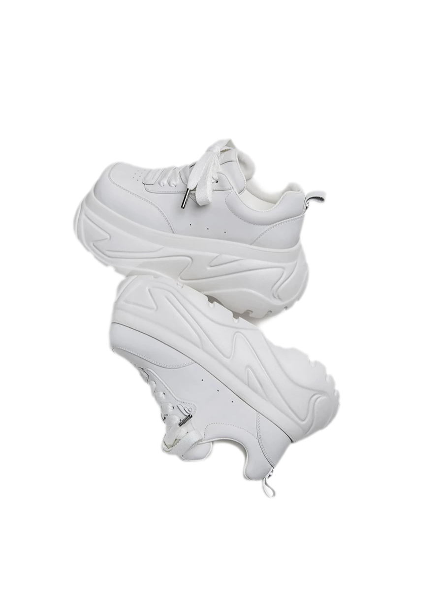 Square Toe Leather Sneakers