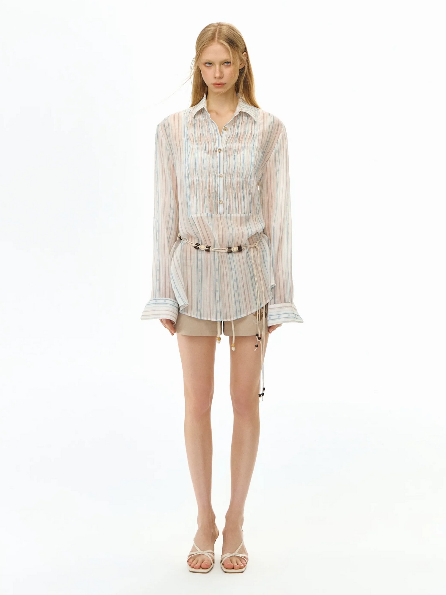 Sheer Print Shirt Jacket