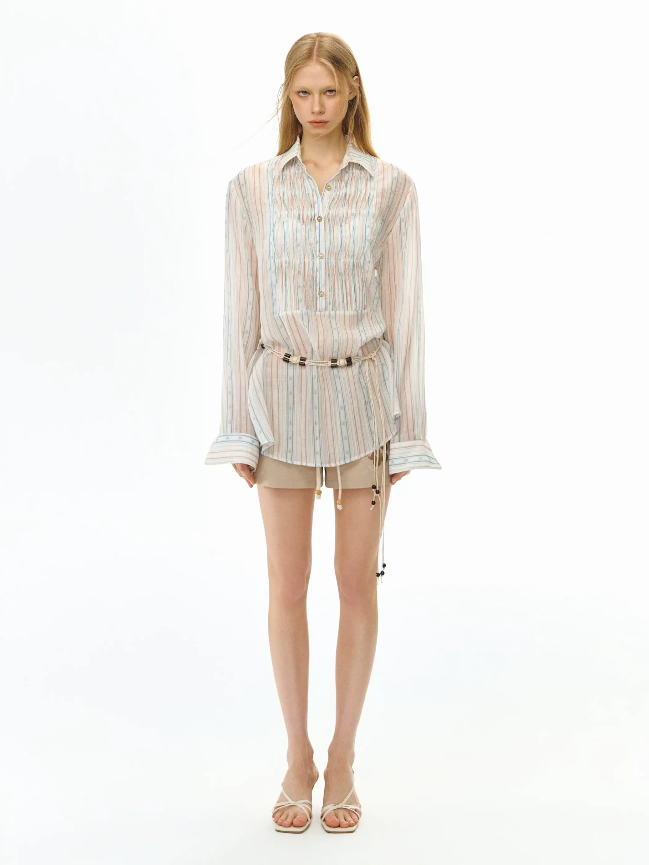Sheer Print Shirt Jacket