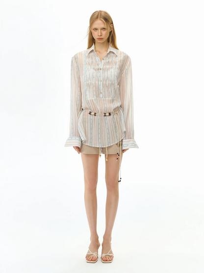 Sheer Print Shirt Jacket