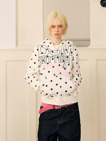 Polka-Dot Slim-Fit Zip Hoodie