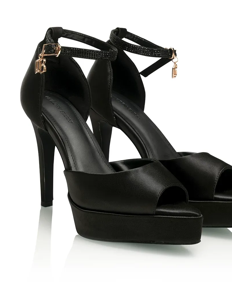 Satin Platform Peep-Toe Heels