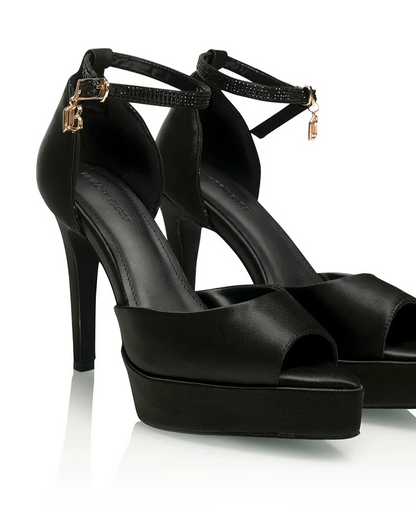 Satin Platform Peep-Toe Heels