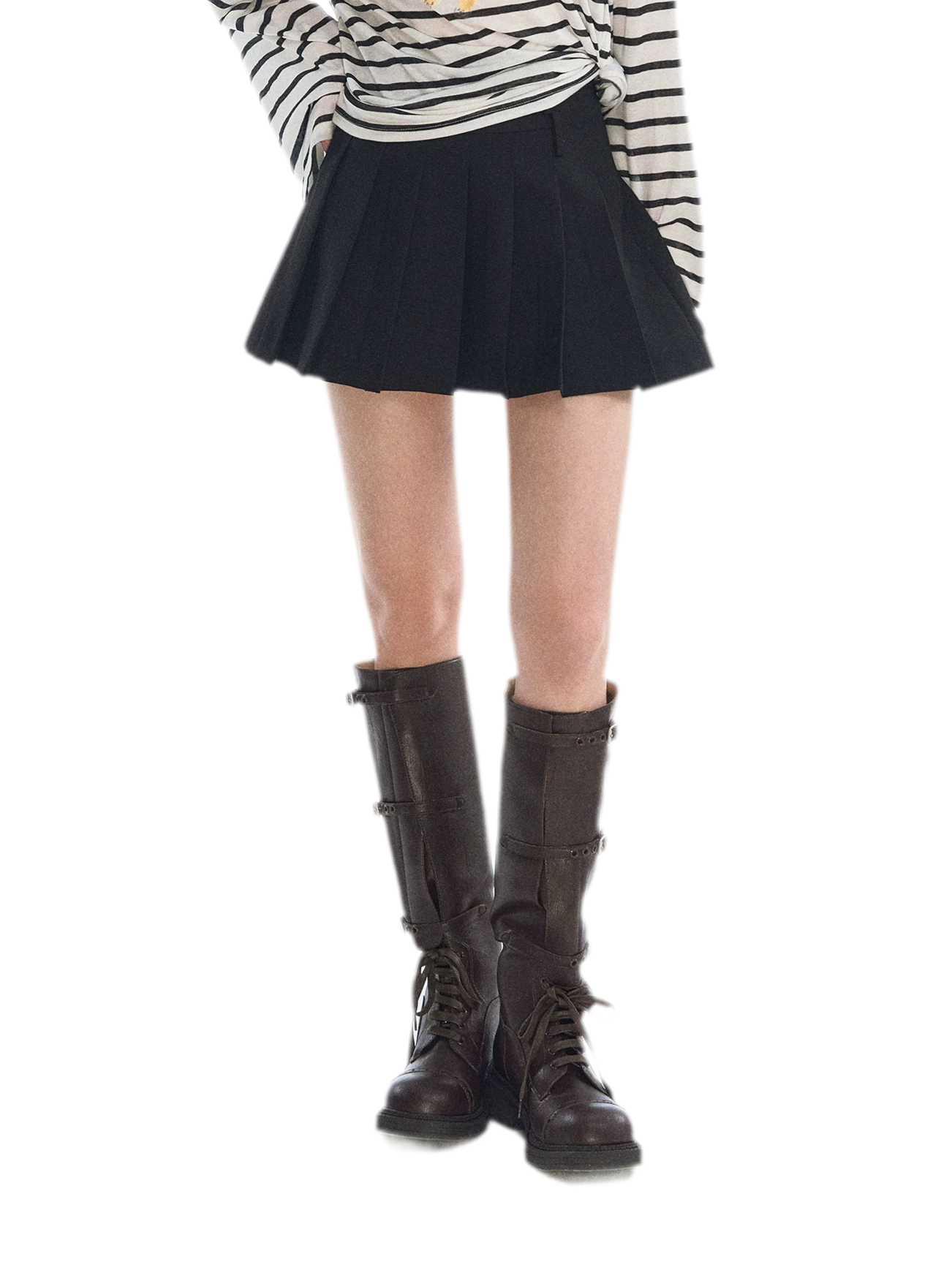 Asymmetrical Pleated A-Line Skort