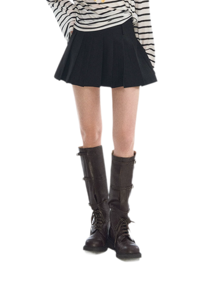Asymmetrical Pleated A-Line Skort