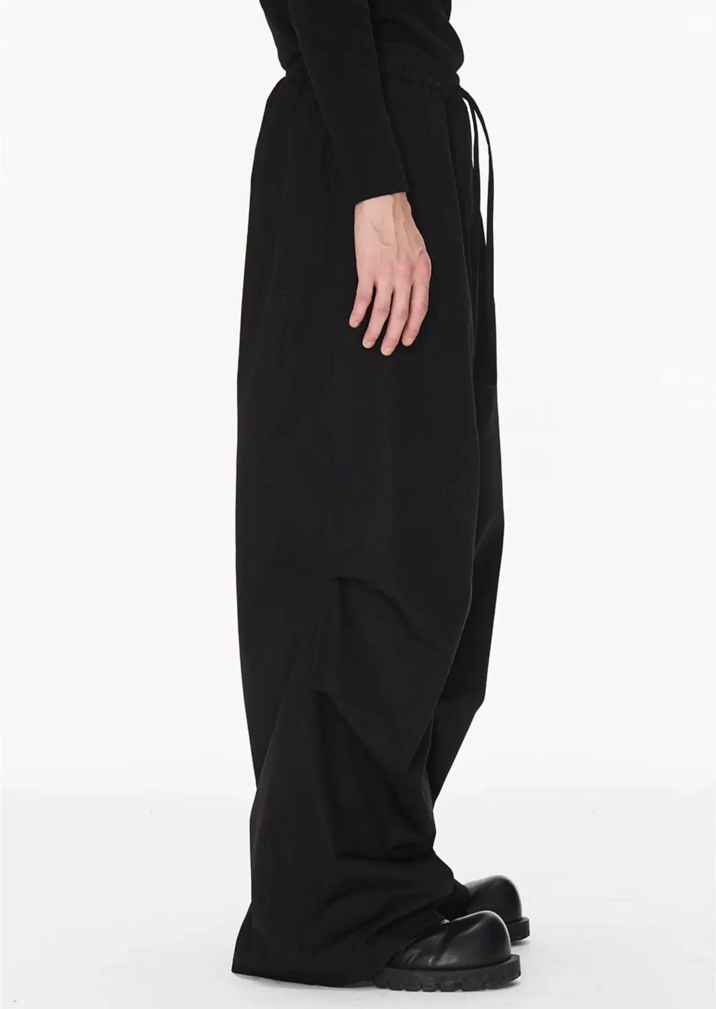 Sculptural Pleated Wide-Leg Trousers