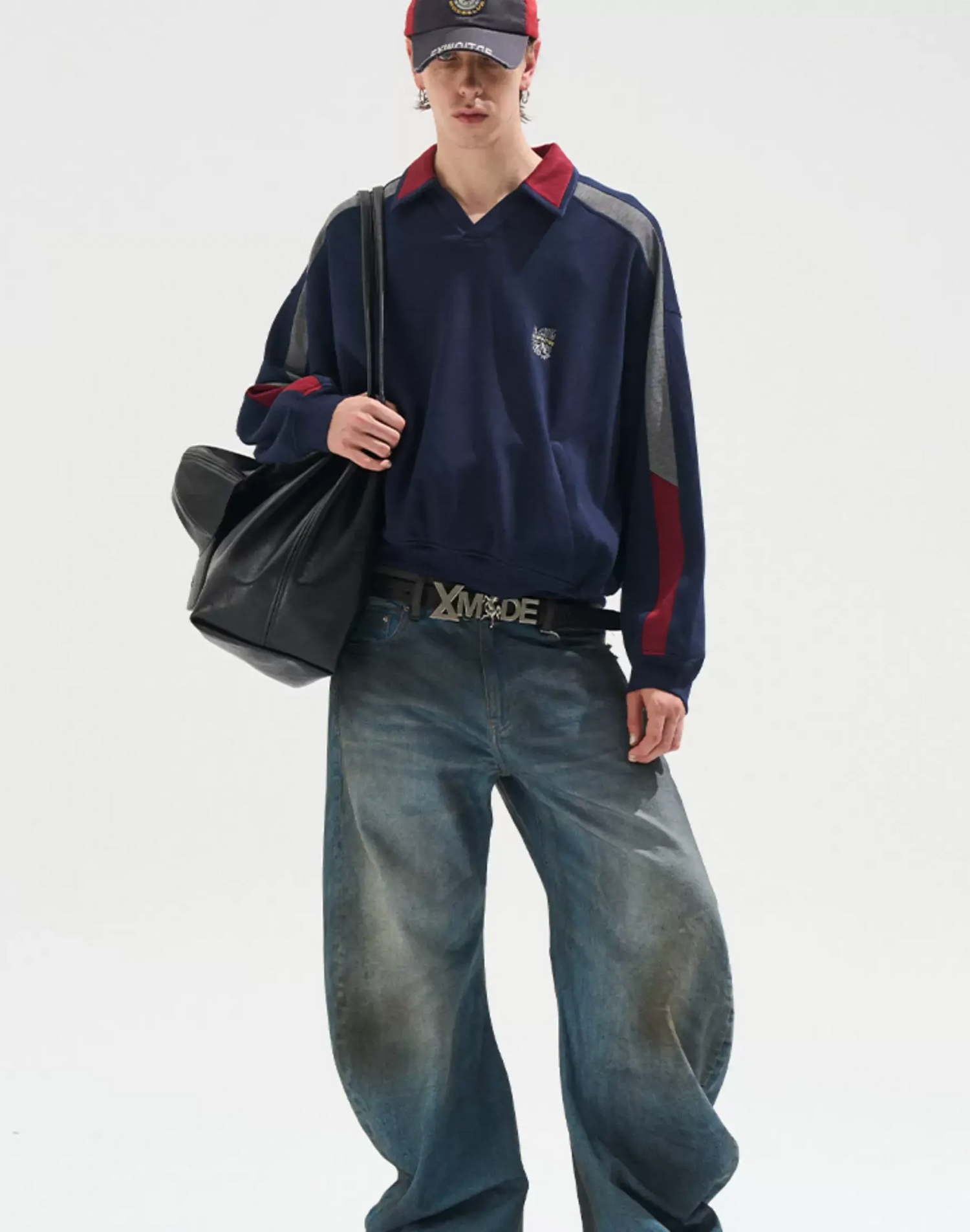Contrast Polo Panel Sweatshirt