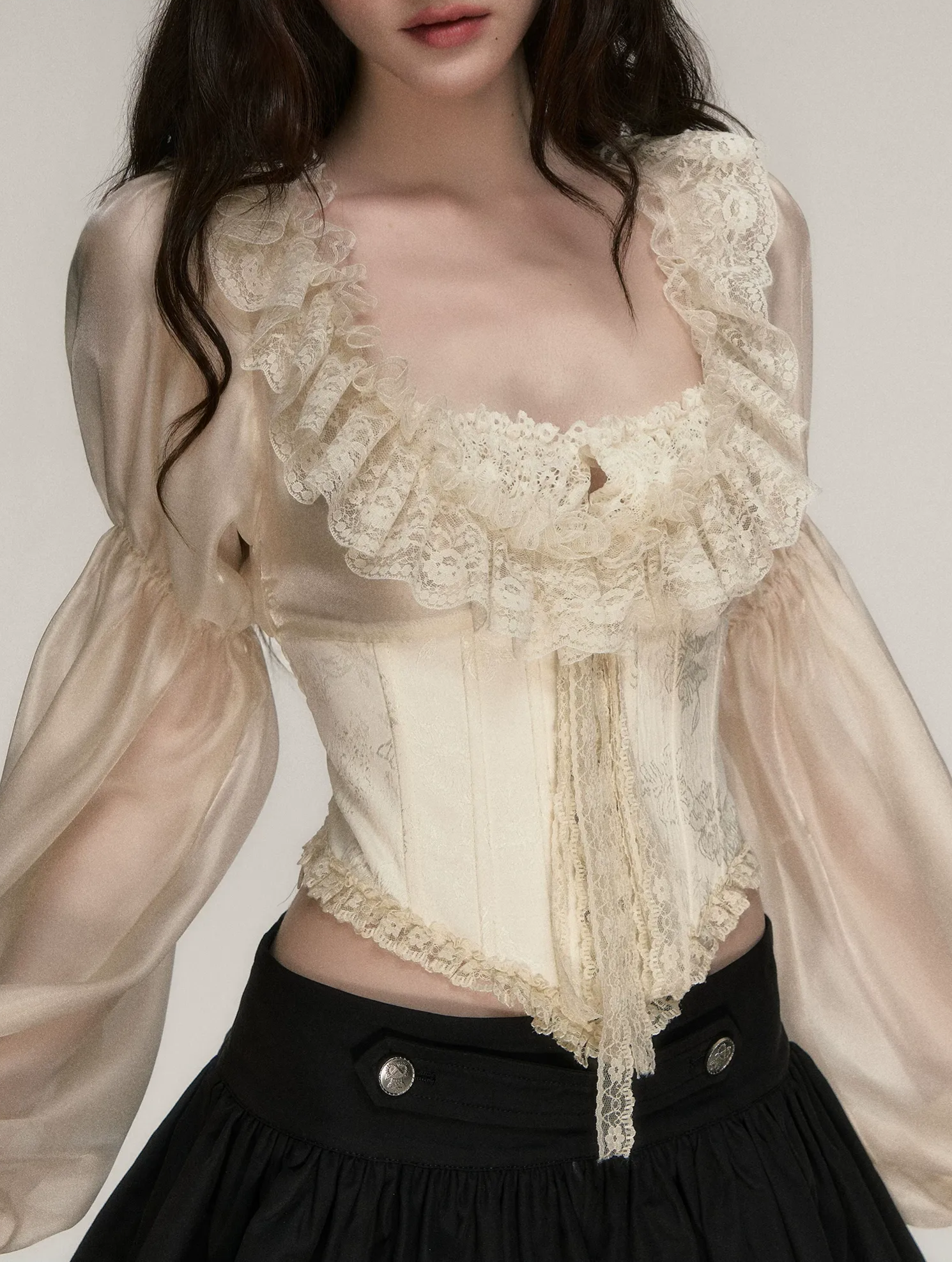 Lace Jacquard Corset Top