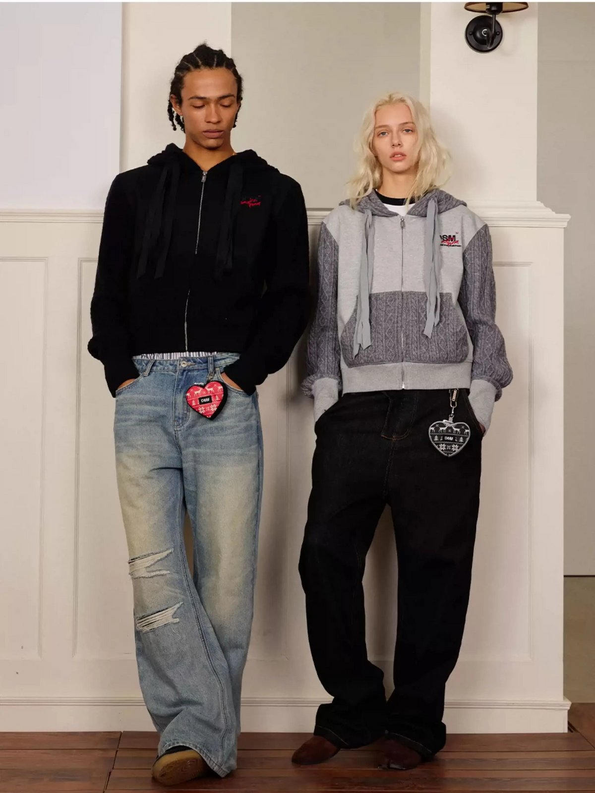 Cable-Knit Cropped Zip Hoodie