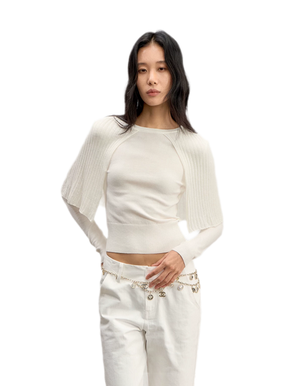 Ribbed Cape Knit Sweater