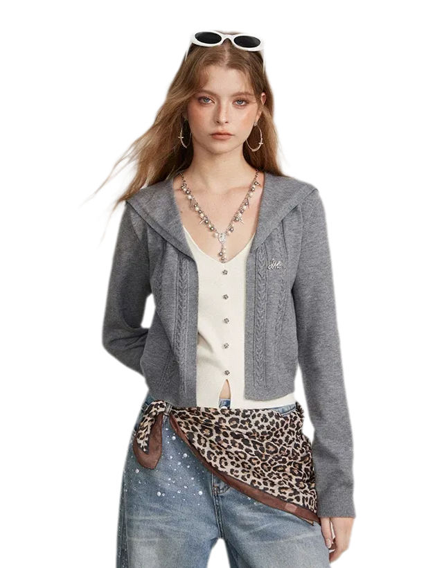 Textured Sailor Collar Sweater