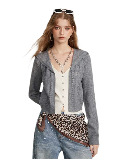 Textured Sailor Collar Sweater