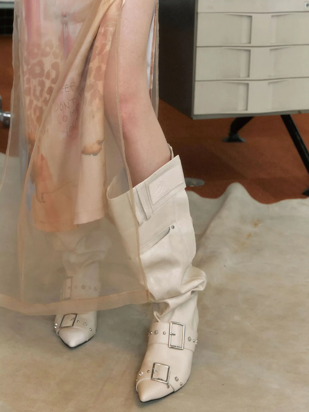 Gebürstete Slouchy-Kniehohe Stiefel
