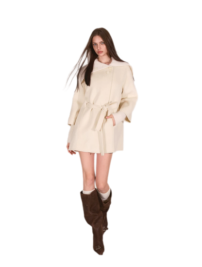 Double-Faced Asymmetric Wool Coat
