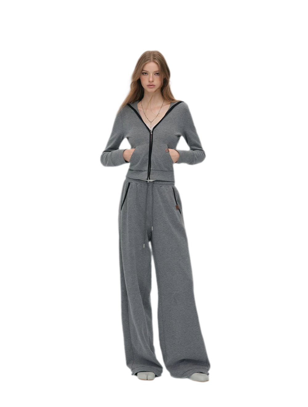 Contrast Trim Hooded Tracksuit Set