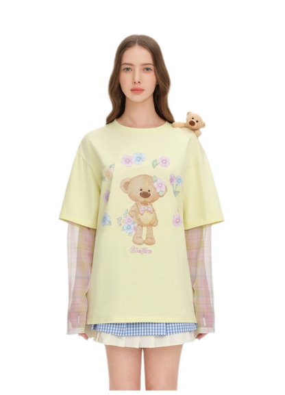 Floral Appliqué Layered T-shirt