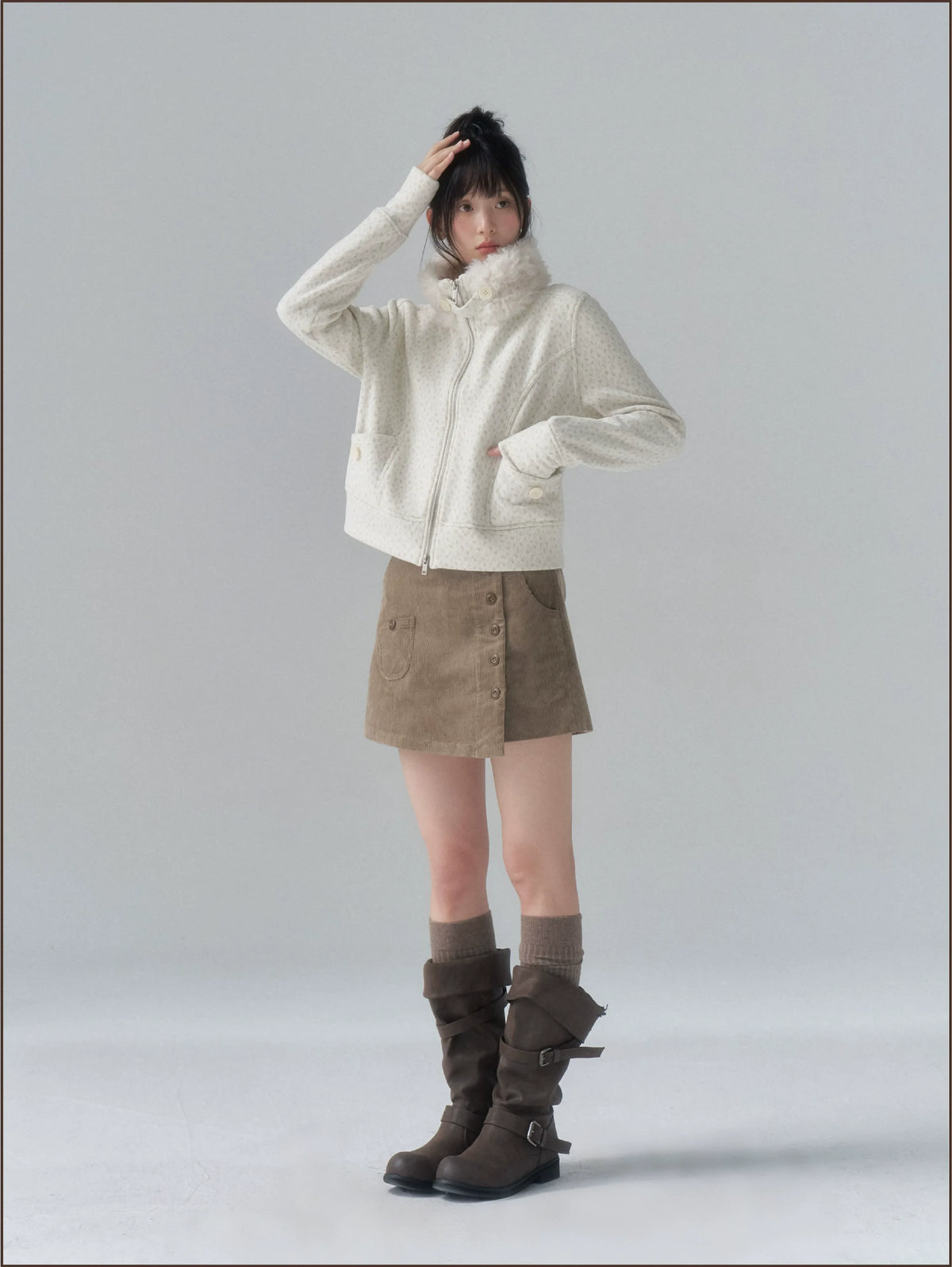 Brushed Jacquard Cropped Jacket