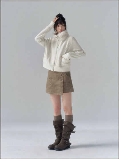 Brushed Jacquard Cropped Jacket