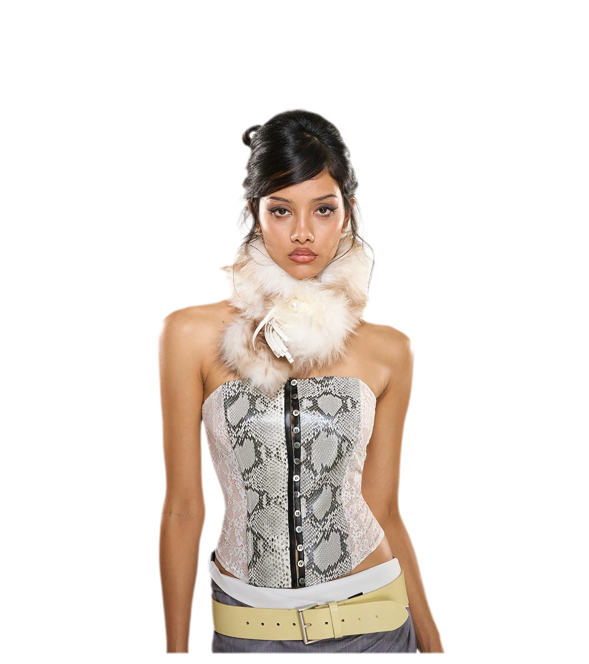 Snakeskin Lace Boned Bustier Top