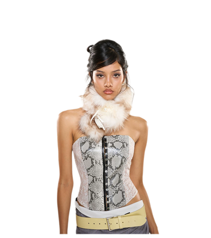 Snakeskin Lace Boned Bustier Top