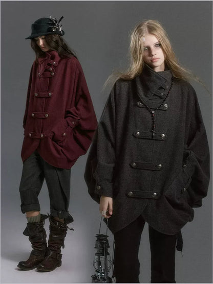 Double-Sided Batwing Wool Coat