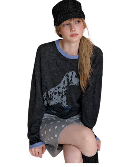 Oversized-Strickpullover mit Dalmatiner-Print