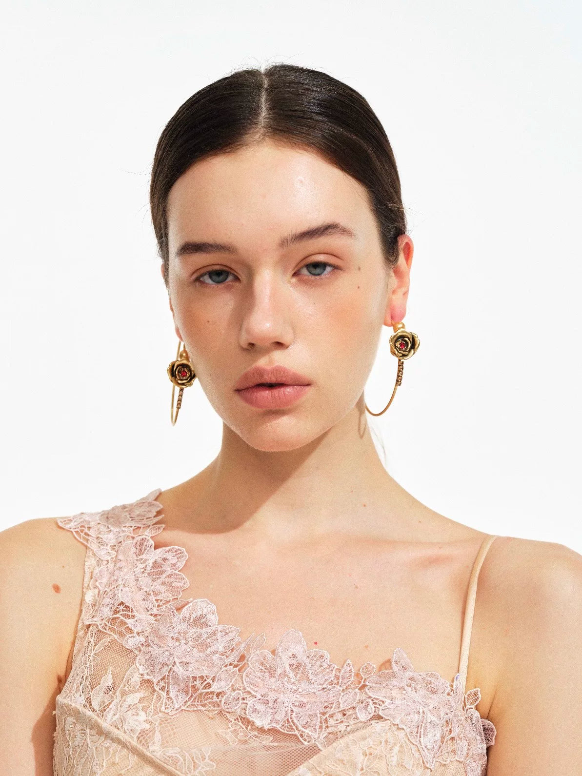Crystal Floral Hoop Earrings