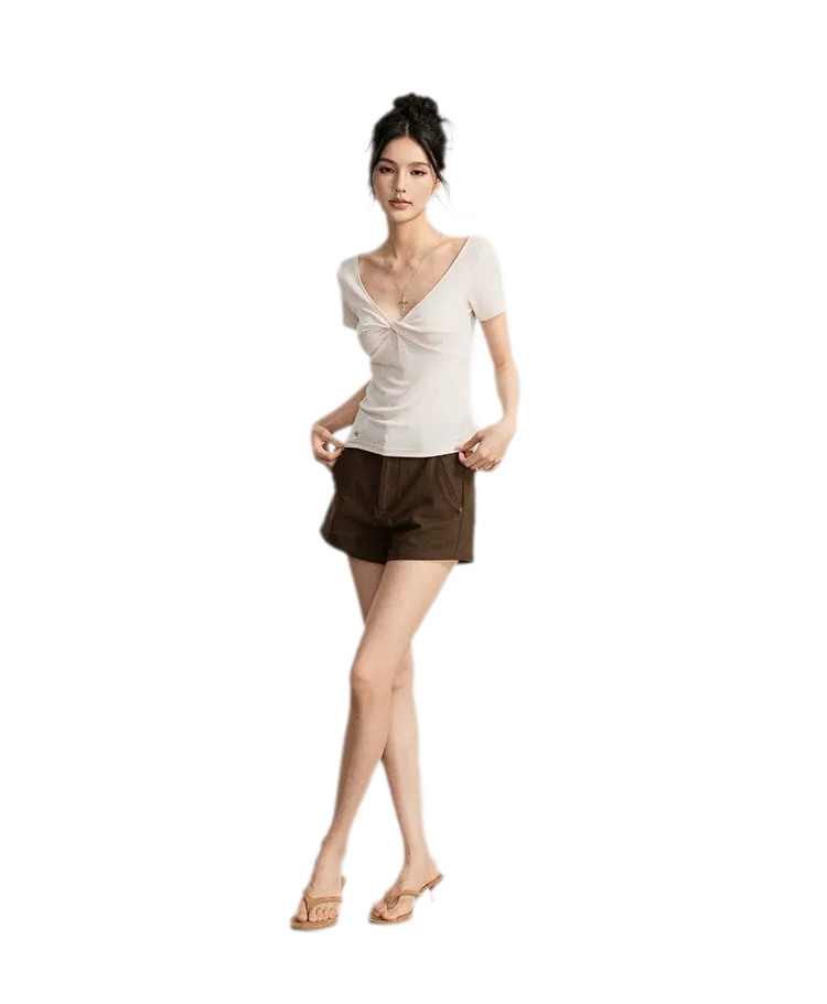 V-Neck Ruched Summer Top