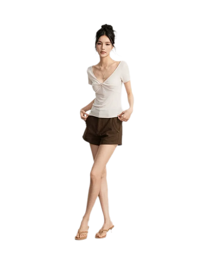 V-Neck Ruched Summer Top