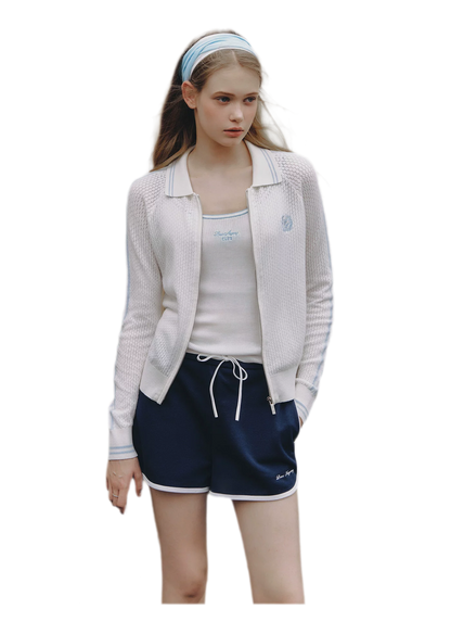 Openwork Knit Collared Jacket