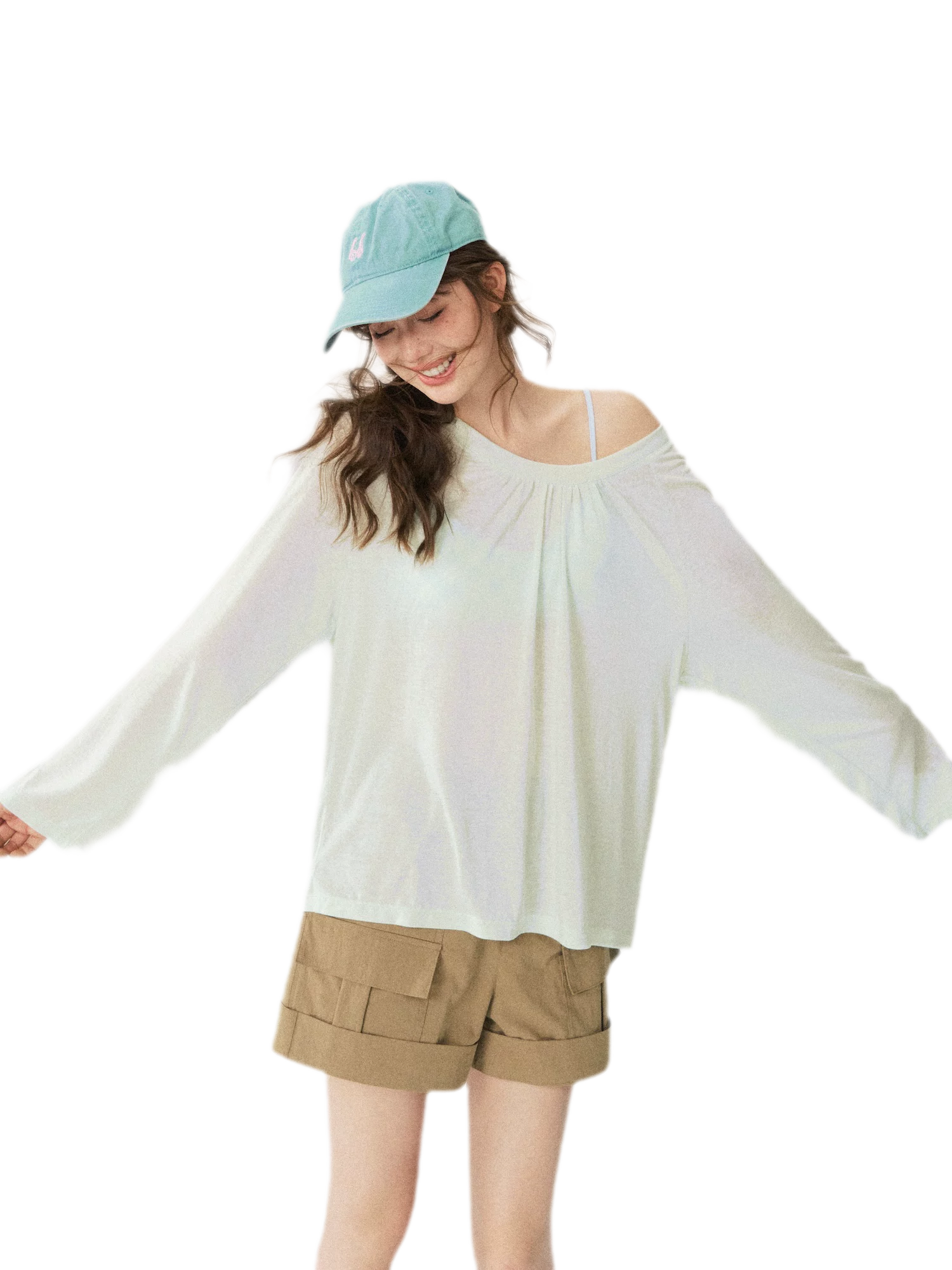 V-Neck Ruched Long Tee