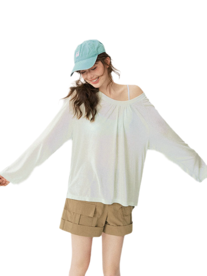 V-Neck Ruched Long Tee