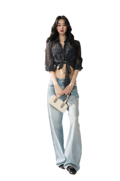 Crystal Trim Denim Pants