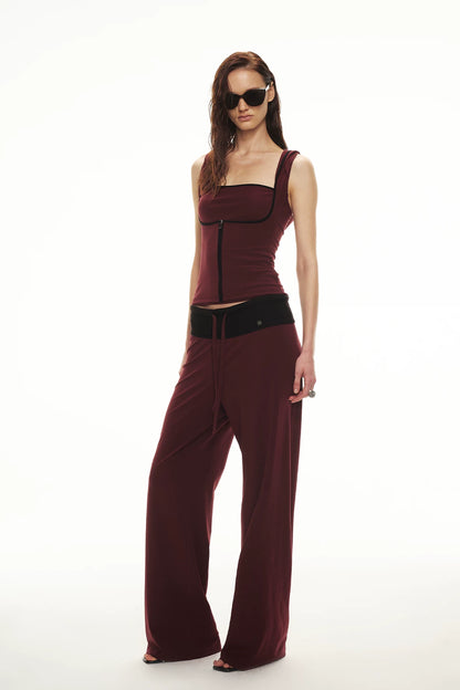 Tencel Knit Two-Piece Hoodie Vest &amp; Drawstring Pants