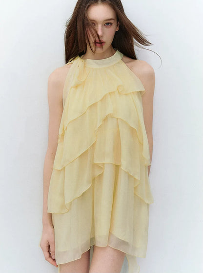Midsummer Layered Ruffle Halter Sleeveless Dress