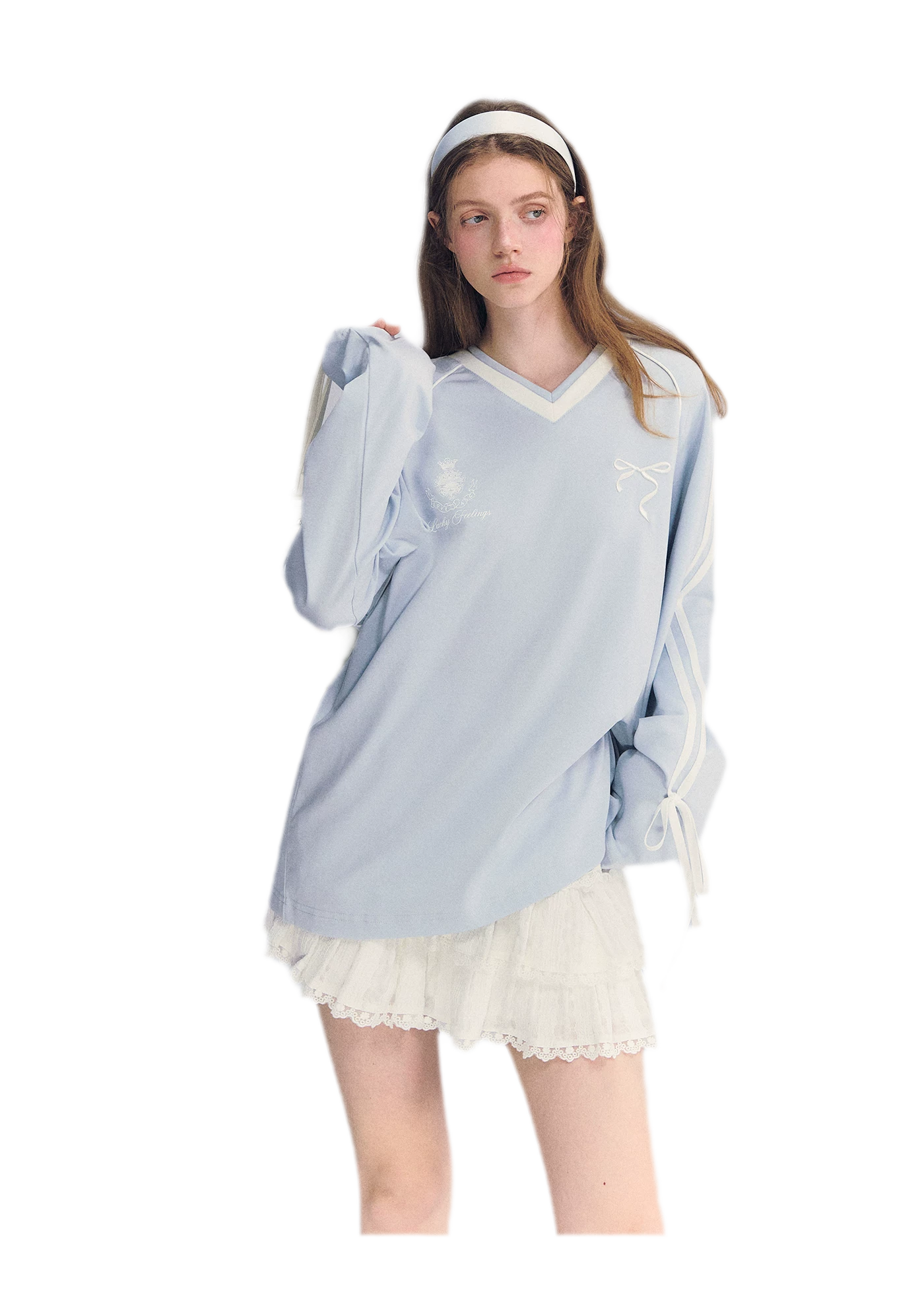 Colorblock Bow Embroidered Tee