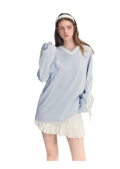 Colorblock Bow Embroidered Tee