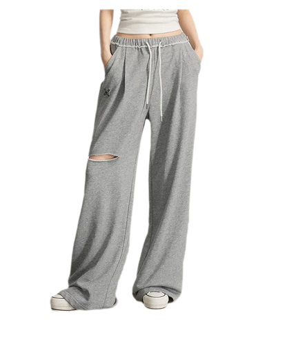 Distressed Wide-Leg Pants