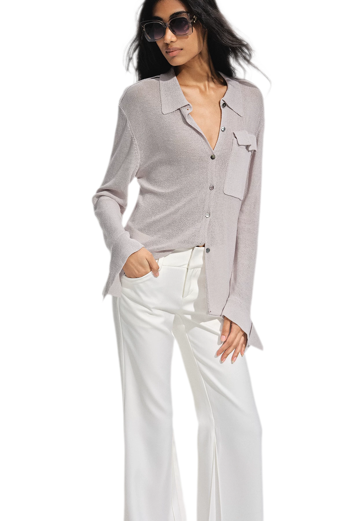 Washi Textured Open Knit Shirt