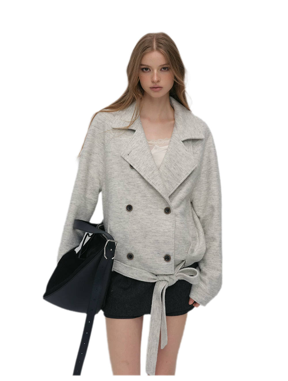 Brushed Wool Blend Short Coat