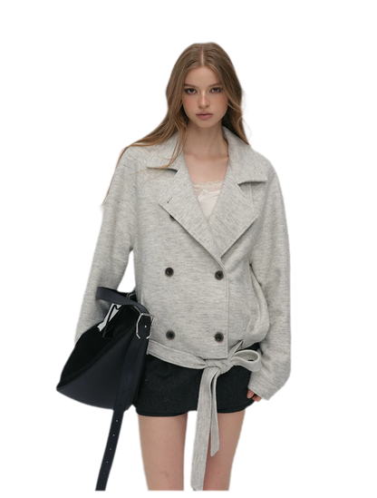 Brushed Wool Blend Short Coat