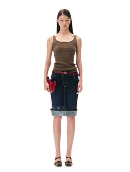 Openwork Jacquard Slim Knit Vest