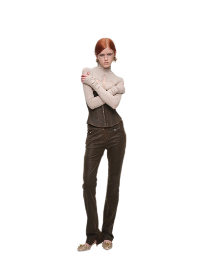 Rhinestone Lace Turtleneck Knit Top