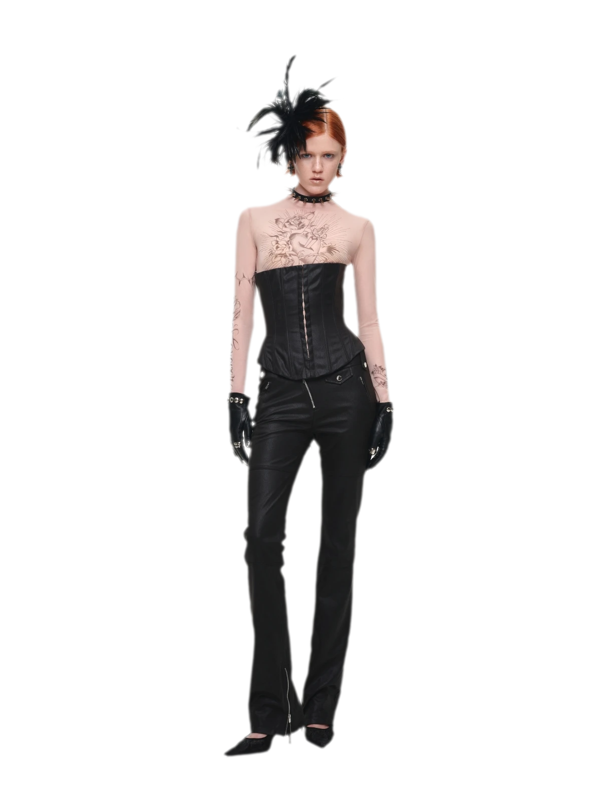 Washed Faux-Leather Corset Belt