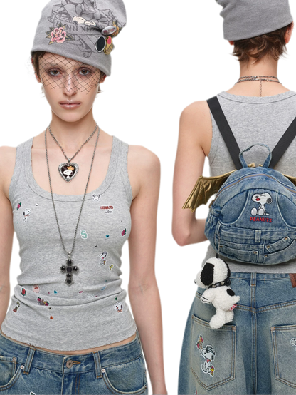 Studded Collar Snoopy Keychain