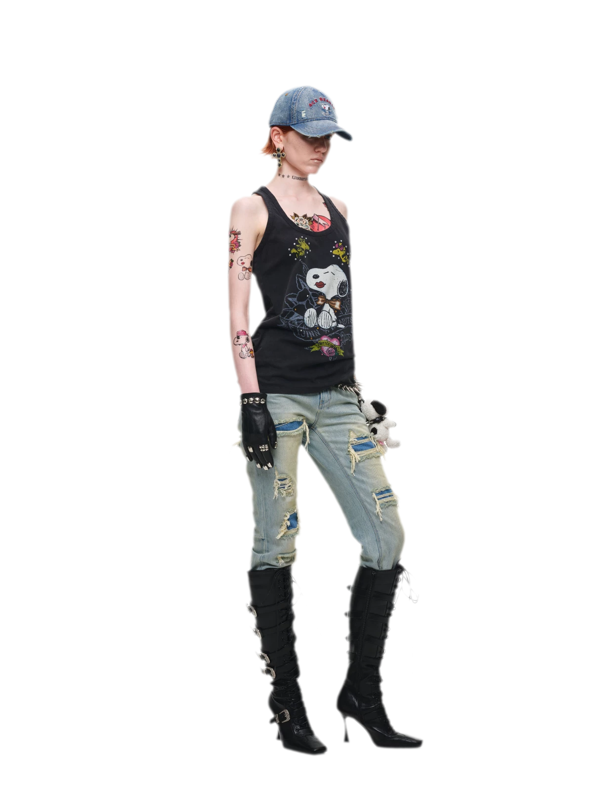 Washed Appliqué Straight-Leg Jeans