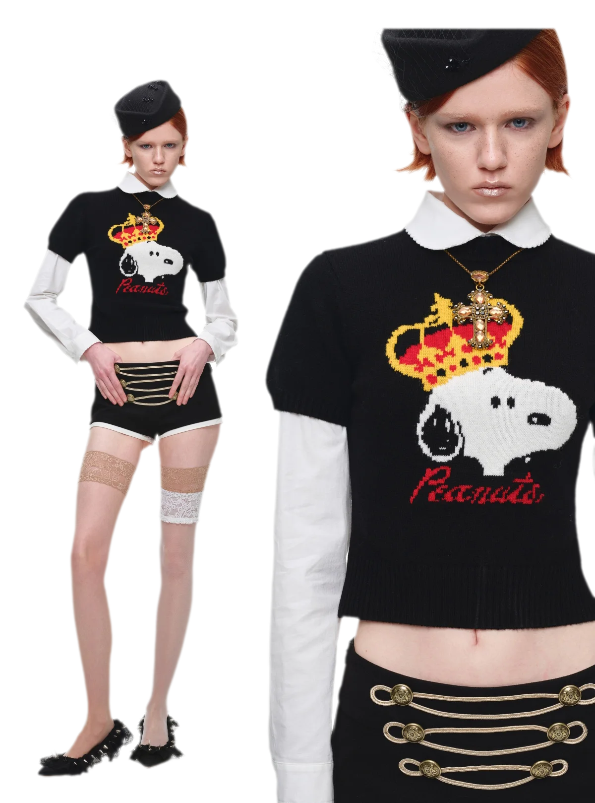 เสื้อสเวตเตอร์ผ้าฝ้ายขนสัตว์ลายแจ็กการ์ด
