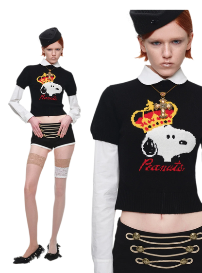 เสื้อสเวตเตอร์ผ้าฝ้ายขนสัตว์ลายแจ็กการ์ด