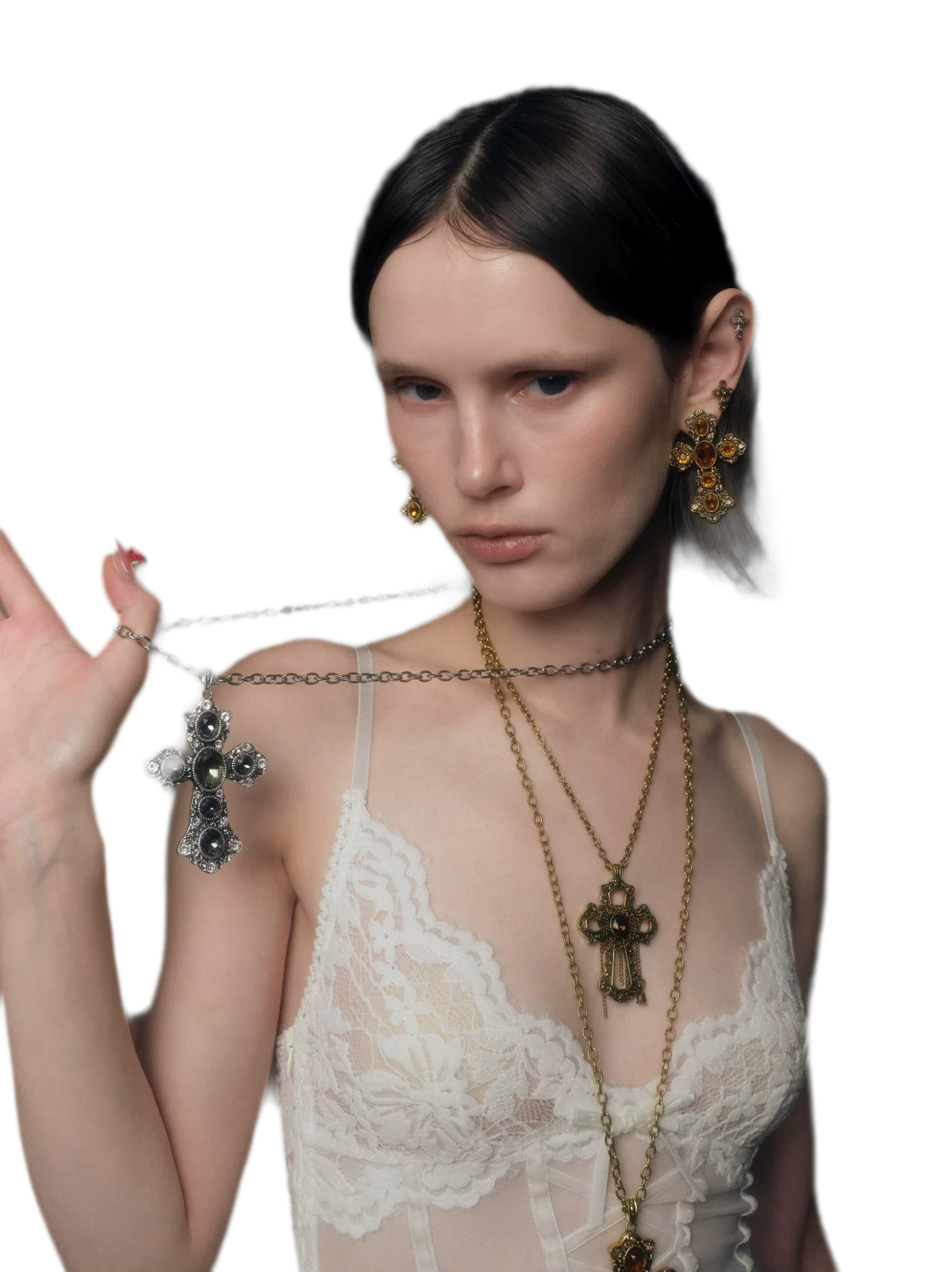 Collar de cruz de cristal barroco