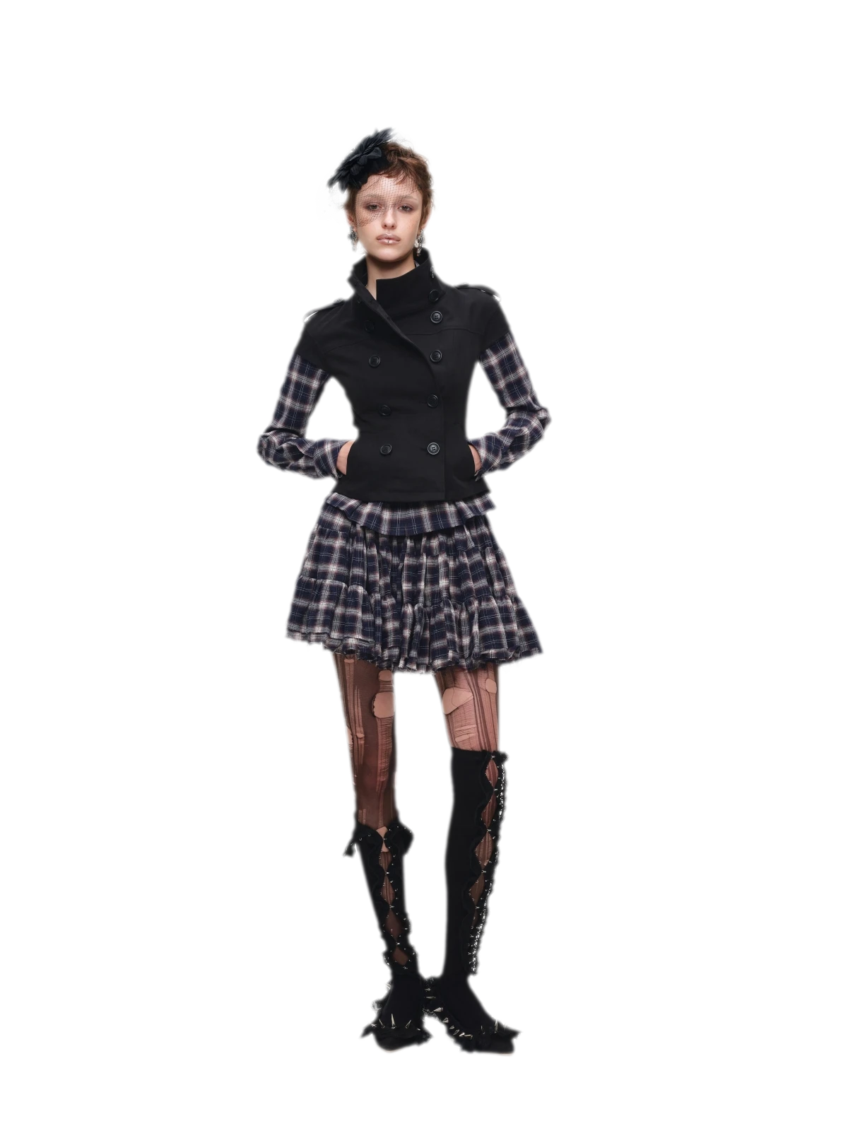 Plaid Tiered Skirt Set